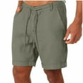 thumbnail image 1 of Kovlvoll Mens Shorts Summer Cotton Linen Lightweight Drawstring Waisted Casual Short Pants with Pockets, 1 of 3