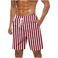thumbnail image 1 of Kovlvoll Mens Shorts Summer Plus Size Fashion Striped Drawstring Elastic Waisted Beach Shorts with Pockets, 1 of 5