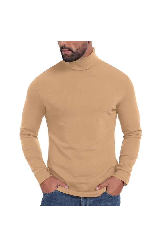 Mens Turtleneck Shirts Long Sleeve Tops Soft Comfy Basic Slim Fitted T-Shirt Fall Homewear Undershirt Top
