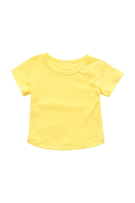 Newborn Baby Boys Girls Clothes Summer Tops Crewneck Short Sleeve Shirts Solid Color Cotton Soft Comfy Top Tee