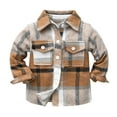 thumbnail image 1 of Kovlvoll Newborn Baby Clothes Button down Shirts Lapel Collared Long Sleeve Tops Toddler Fall Plaid Jacket with Pockets, 1 of 5
