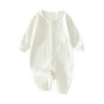 thumbnail image 1 of Kovlvoll Newborn Baby Clothes Cotton Jumpsuit Infant Bodysuit Solid Color Button Long Sleeve Comfy Rompers, 1 of 6