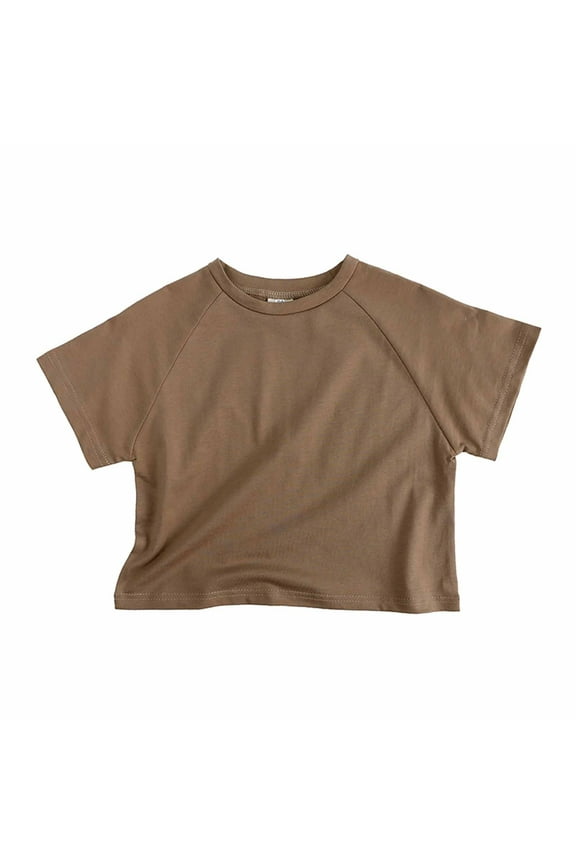Newborn Baby Clothes Summer Cotton Tops Short Sleeve Crew Neck Shirts Casual Solid Color T-Shirt