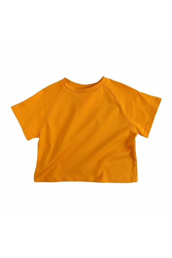 Newborn Baby Clothes Summer Cotton Tops Short Sleeve Crew Neck Shirts Casual Solid Color T-Shirt