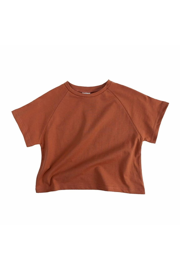 Newborn Baby Clothes Summer Cotton Tops Short Sleeve Crew Neck Shirts Casual Solid Color T-Shirt