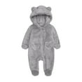 thumbnail image 1 of Kovlvoll Newborn Baby Clothes Winter Fuzzy Rompers Zip up Long Sleeved Hooded Fleece Lined Warm Infant Boy Girl Footed Jumpsuit, 1 of 3