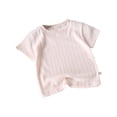 thumbnail image 1 of Kovlvoll Newborn Baby Girl Boy Clothes Shirts Short Sleeve Crew Neck Solid Color Casual Infant Summer Tops, 1 of 4