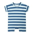 thumbnail image 1 of Kovlvoll Newborn Baby Girls Boys Clothes Summer Striped Jumpsuit Short Sleeve Crew Neck Base T-Shirt Rompers, 1 of 2