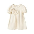 thumbnail image 1 of Kovlvoll Newborn Baby Girls Clothes Dress Solid Color Short Sleeve Button Back Summer Casual Bow Dresses, 1 of 7