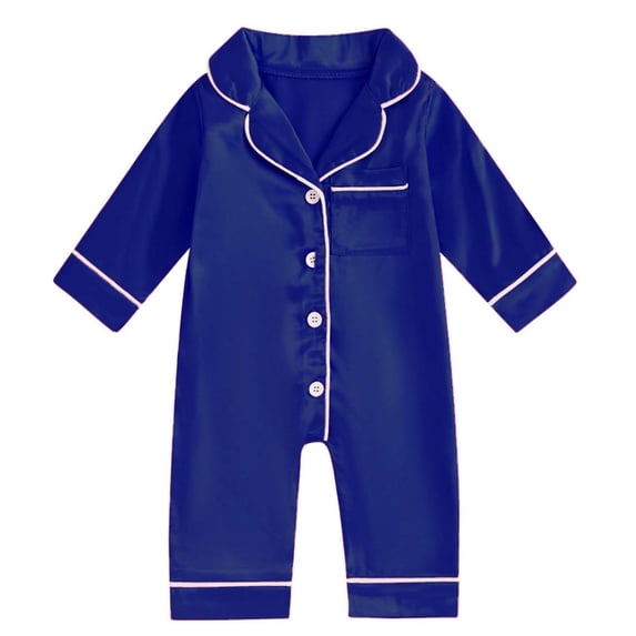 Kovlvoll Newborn Boys Girl Pajamas Clothes Baby Rompers Button up Lapel Collared Long Sleeve Infant Sleepwear Jumpsuit