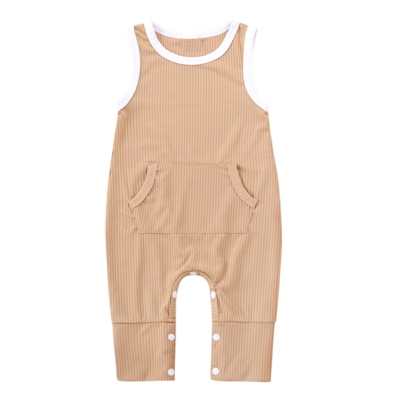 Kovlvoll Newborn Infant Baby Boys Girl Rompers Crewneck Sleeveless Ribbed Knit Jumpsuit Bodysuit Summer Clothes Outfits