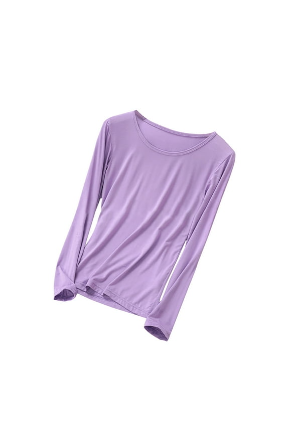 Pajamas Tops for Women Crewneck Long Sleeve Lightweight Thin Base Layer Shirts Comfy Homewear Sleepwear T-Shirt Top