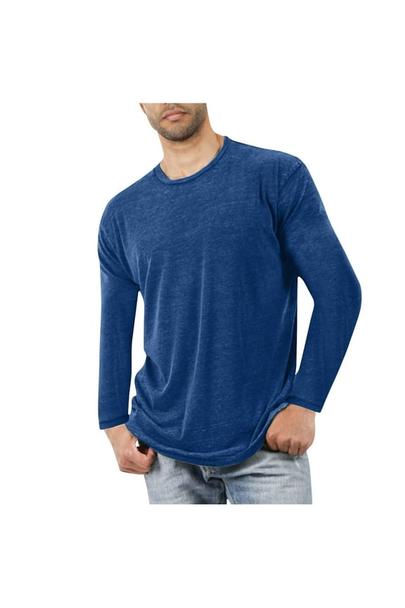 Plus Size Long Sleeve Shirts for Men Crewneck Lightweight Casual Homewear Workout Athletic Gym T-Shirt Tops