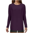 thumbnail image 1 of Kovlvoll Plus Size Long Sleeve Shirts for Women Crewneck T-Shirt Comfy Lightweight Loose Casual Homewear Basic Layer Tee Tops, 1 of 6