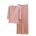 thumbnail image 1 of Kovlvoll Plus Size Pajama Sets for Women Crewneck 3/4 Sleeve Tops with Wide Leg Pants Lightweight Comfy Sleepwear 2 Piece Outfits, 1 of 5