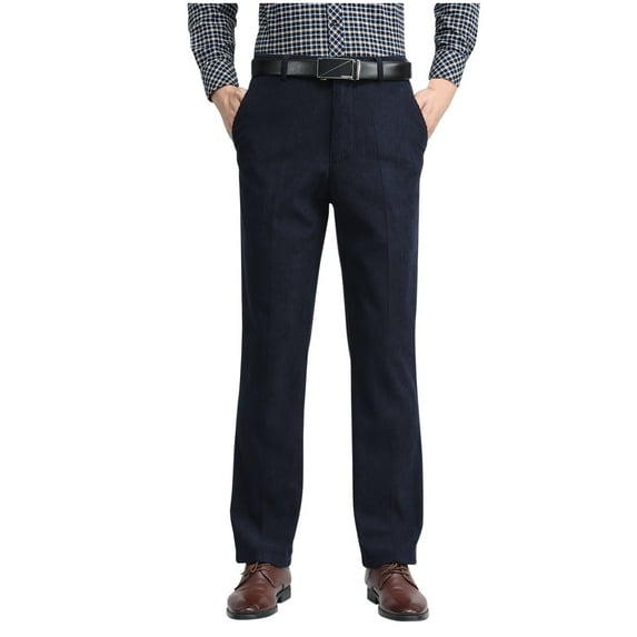 Kovlvoll Plus Size Pants for Men Corduroy Business Casual Pant Straight Leg Button Zipper High Waist Trousers with Pockets