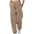 thumbnail image 1 of Kovlvoll Plus Size Sweatpants for Women Fall Winter Fuzzy Fleece Lined Thick Warm Elastic Waist Cinch Bottom Sweatpant with Pockets, 1 of 7