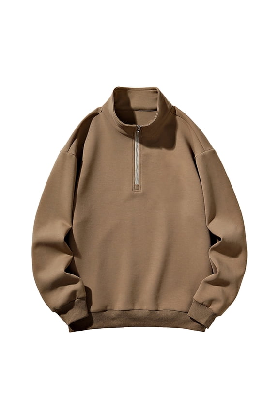 Plus Size Sweatshirts for Men Long Sleeve Standing Collar Half Zipper Pullover Sweatshirt Fall Loose Casual Workout Tops