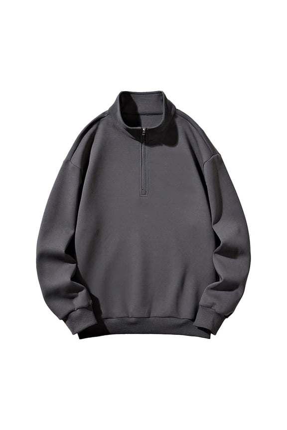 Plus Size Sweatshirts for Men Long Sleeve Standing Collar Half Zipper Pullover Sweatshirt Fall Loose Casual Workout Tops