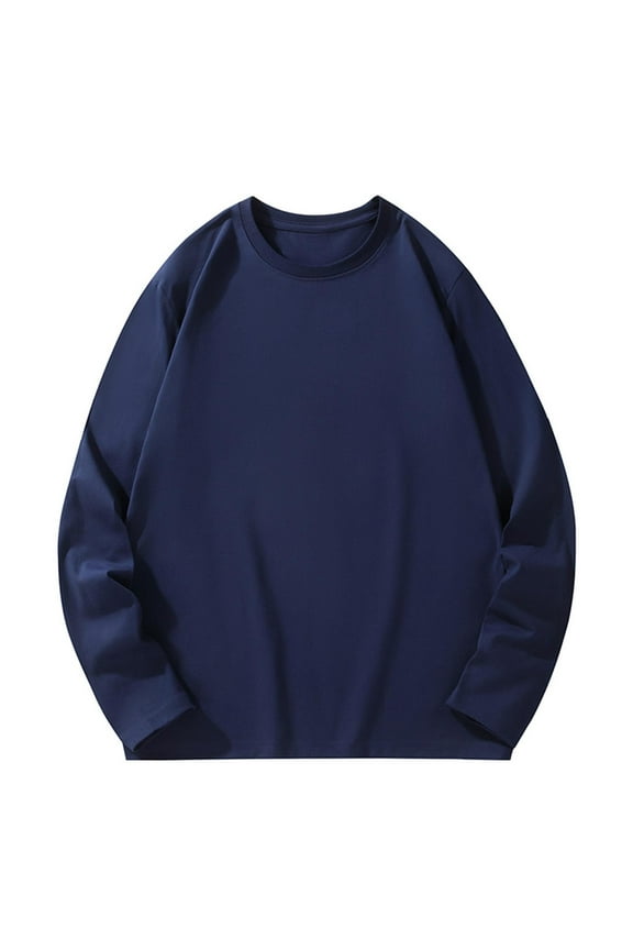 Plus Size Tops for Men Crewneck Long Sleeve Shirts Cotton Soft Comfy Loose Loungewear Basic Tees Top