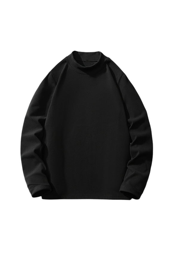 Plus Size Tops for Men Velvet Fleece Lined Warm Long Sleeve Half High Neck Base Layer Shirts Fall Comfy Homewear Shirt