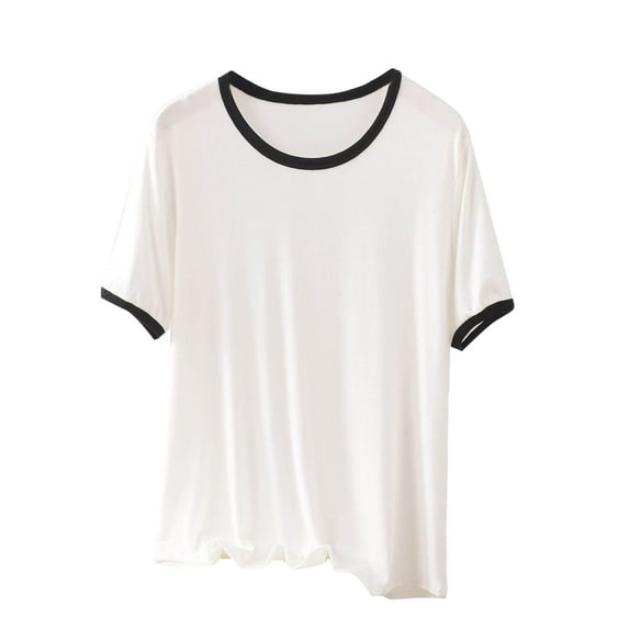 Kovlvoll Plus Size Tops for Women Summer Lightweight Oversize Round Neck Short Sleeve Comfy Loungewear Pajamas Top