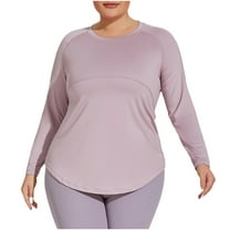 Kovlvoll Plus Size Workout Tops for Women Crew Neck Long Sleeve Shirts Lightweight Casual Quick Dry Athletic Yoga Tees Top