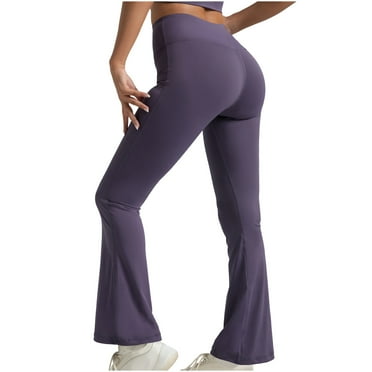 Kovlvoll Plus Size Yoga Pants for Women High Waisted Elastic Butt Lifting Bell Bottom Pant Workout Sport Trousers