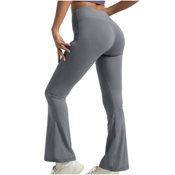 Kovlvoll Plus Size Yoga Pants for Women High Waisted Elastic Butt Lifting Bell Bottom Pant Workout Sport Trousers