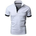 thumbnail image 1 of Kovlvoll Shirts for Men Summer Plus Size Solid Color Button V Neck Short Sleeve Shirt Loose Casual Tops, 1 of 2