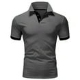 thumbnail image 1 of Kovlvoll Shirts for Men Summer Plus Size Solid Color Button V Neck Short Sleeve Shirt Loose Casual Tops, 1 of 2