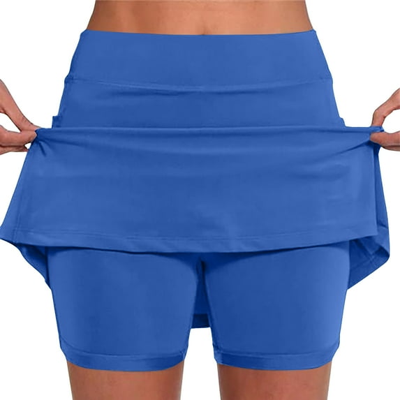 Kovlvoll Shorts for Women Plus Size Elastic Mid-Waist Casual Solid Color Shorts Bottom Skirt Pants