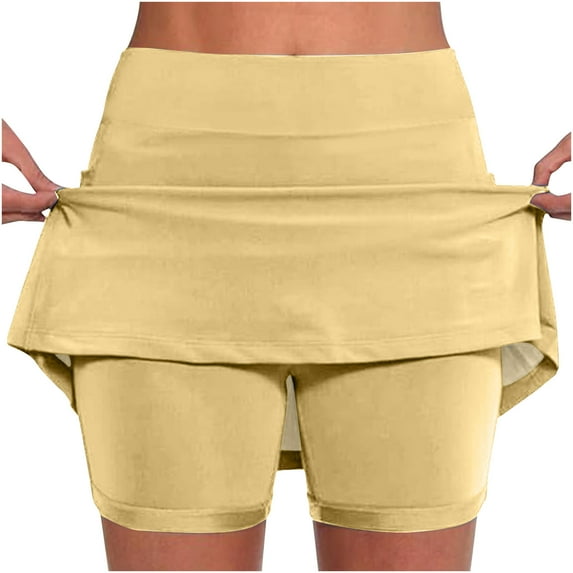 Kovlvoll Shorts for Women Plus Size Elastic Mid-Waist Casual Solid Color Shorts Bottom Skirt Pants
