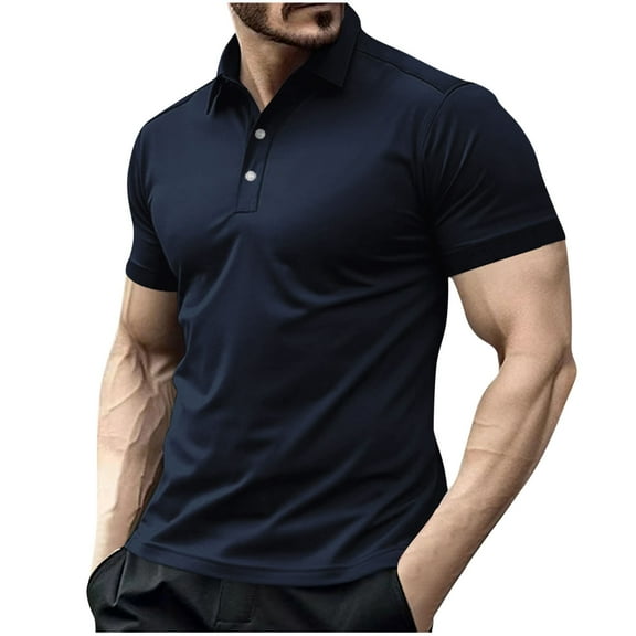 Kovlvoll Summer Shirts for Men Loose Casual Outdoors Workout Short Sleeve Buttons Turndown Collar Shirt