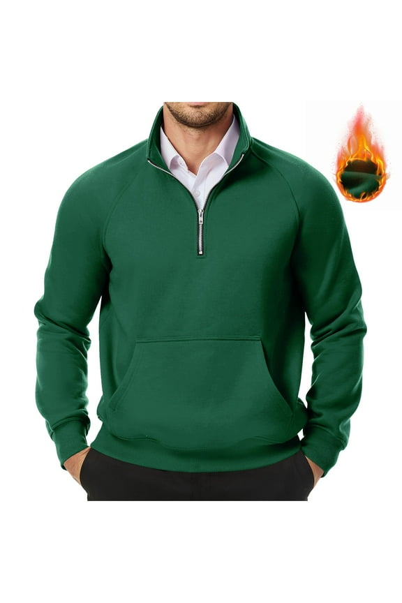 Sweatshirts for Men Quarter Zip Pullover Casual Long Sleeve Tops Fall Winter Fleece Thickened Warm Sweatshirt