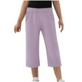thumbnail image 1 of Kovlvoll Teen Girls Capris Pants Elastic Waisted Straight Leg Pant Loose Casual Children Girl Cropped Trousers with Pockets 4-14 Years, 1 of 6