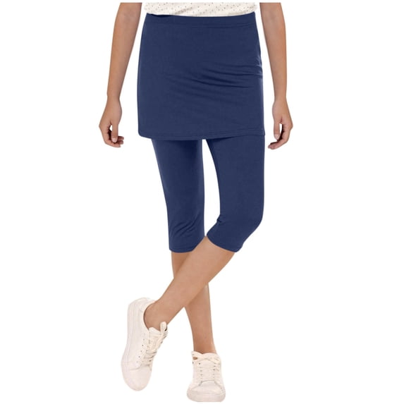 Kovlvoll Teen Girls Clothes Capris Leggings Elastic Waisted 2 in 1 Lightweight Comfy Athletic Sports Yoga Pants 5-16 Years
