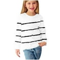 thumbnail image 1 of Kovlvoll Teen Girls Clothes Striped Long Sleeve Tops Crewneck Loose Casual Comfy Children Girl T-Shirts Top 3-14 Years, 1 of 6