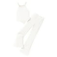 thumbnail image 1 of Kovlvoll Teen Girls Fashion 2 Piece Sets Ribbed Knit Sleeveless Suspenders Tops with Bell Bottom Pants Outfits, 1 of 4