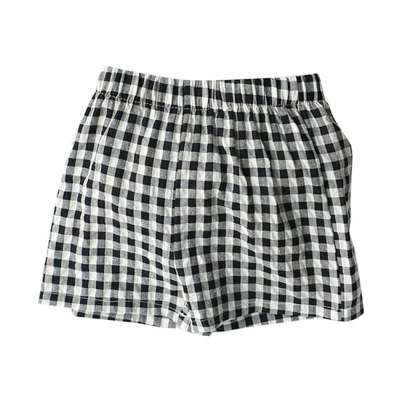 Kovlvoll Toddler Baby Boy Girl Shorts Plaid Shorts Summer Casual Elastic Waist Beach Short Pants Bottoms