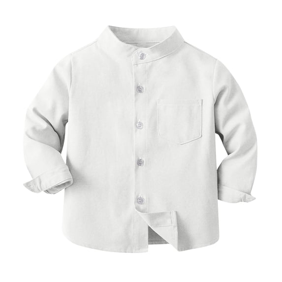 Kovlvoll Toddler Baby Boys Clothes Button down Shirts Long Sleeve Stand-Up Collar Solid Color Child Fall Fashion Tops