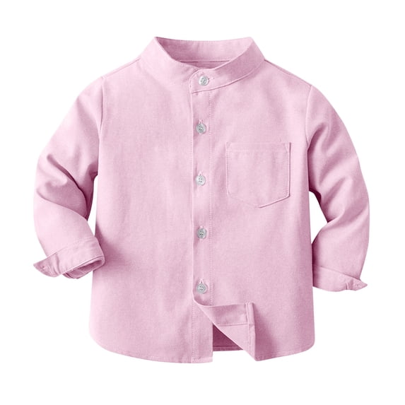 Kovlvoll Toddler Baby Boys Clothes Button down Shirts Long Sleeve Stand-Up Collar Solid Color Child Fall Fashion Tops