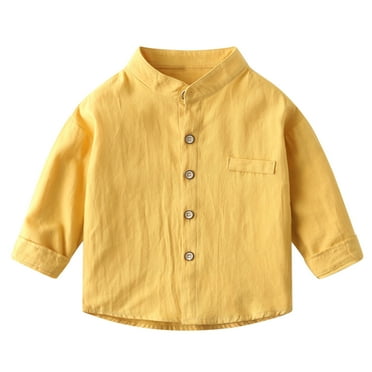 Kovlvoll Toddler Baby Boys Clothes Button down Shirts Long Sleeve Tops Loose Casual Comfy Solid Color Shirt with Pockets