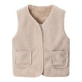 thumbnail image 1 of Kovlvoll Newborn Baby Girl Boy Fuzzy Vests Casual Zip up Sleeveless Jackets Fall Winter Fleece Lined Warm Coat with Pockets, 1 of 6