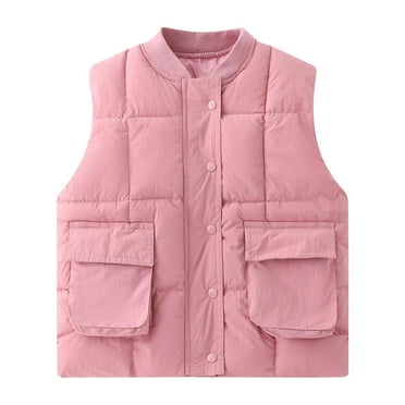 Kovlvoll Toddler Baby Clothes Girl Down Jacket Vests Sleeveless Thick Thermal Boy Solid Color Waistcoat with Pockets