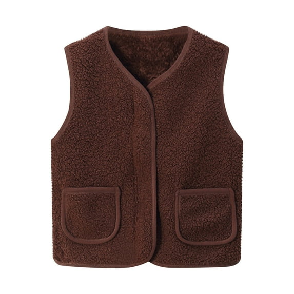 Kovlvoll Newborn Baby Girl Boy Fuzzy Vests Casual Zip up Sleeveless Jackets Fall Winter Fleece Lined Warm Coat with Pockets