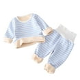 thumbnail image 1 of Kovlvoll Toddler Girls Boys Clothes 2 Piece Sets Fleece Lined Warm Long Sleeve Tops with Pants Winter Thick Lounge Set, 1 of 3