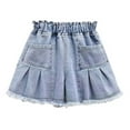 thumbnail image 1 of Kovlvoll Toddler Girls Clothes Summer Denim Shorts Thin Elastic Waist Solid Color Fashion Skirt Short Jeans, 1 of 6