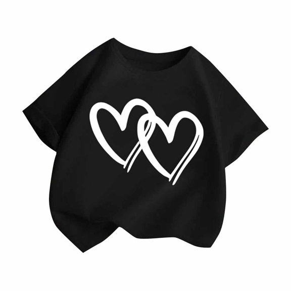 Kovlvoll Toddler Girls Clothes Summer Short Sleeve Tops Crewneck Printed Loose Casual Sports T-Shirt Baby Basic Tees