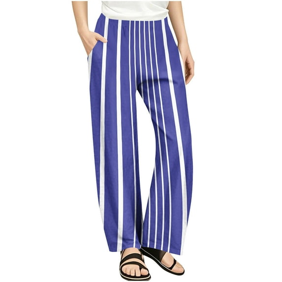 Kovlvoll Toddler Girls Striped Yoga Pants Casual Wide Leg Elastic Waist Athletic Workout Trousers with Pocket 4-13 Years